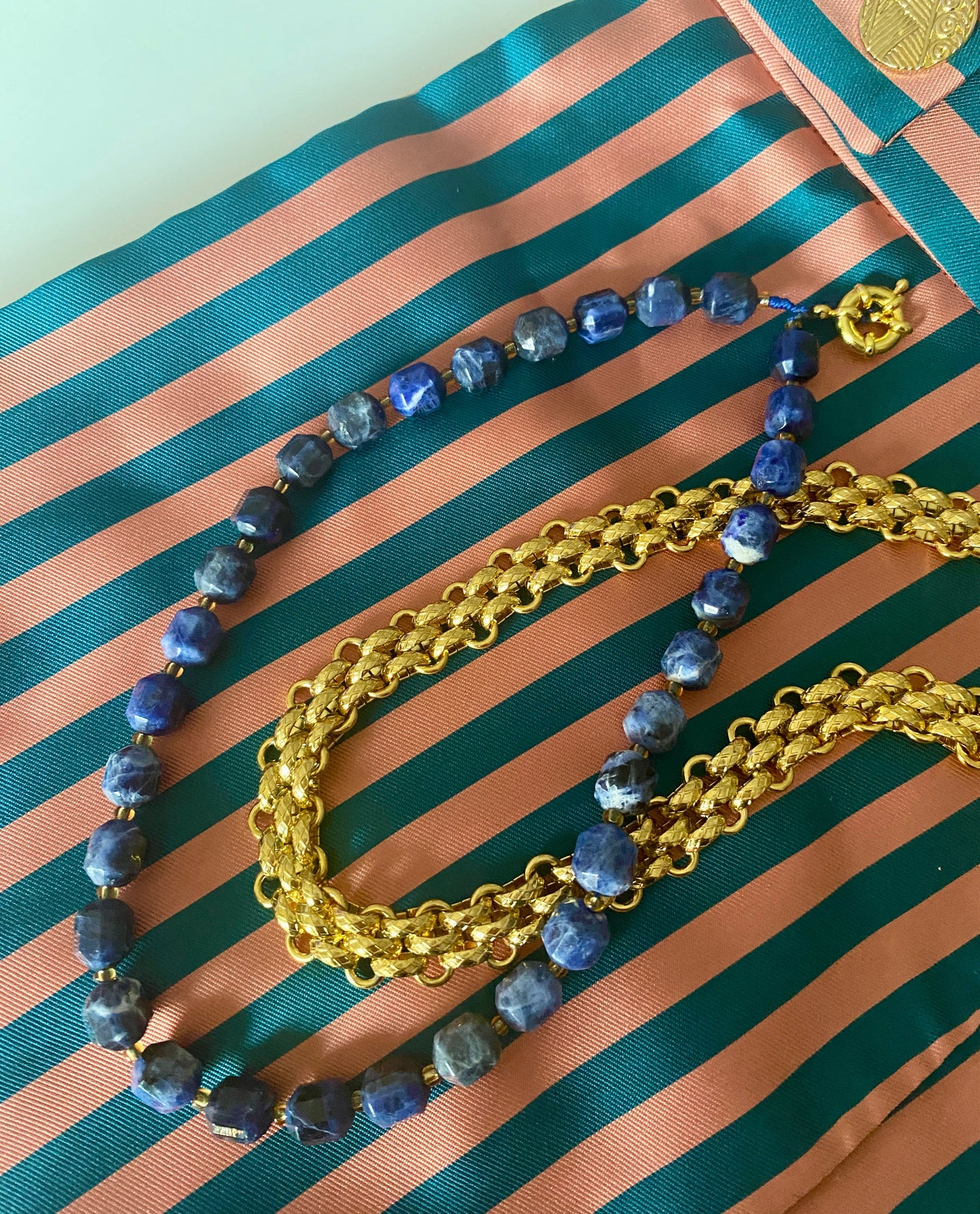 Square Blue Sortalite Necklace