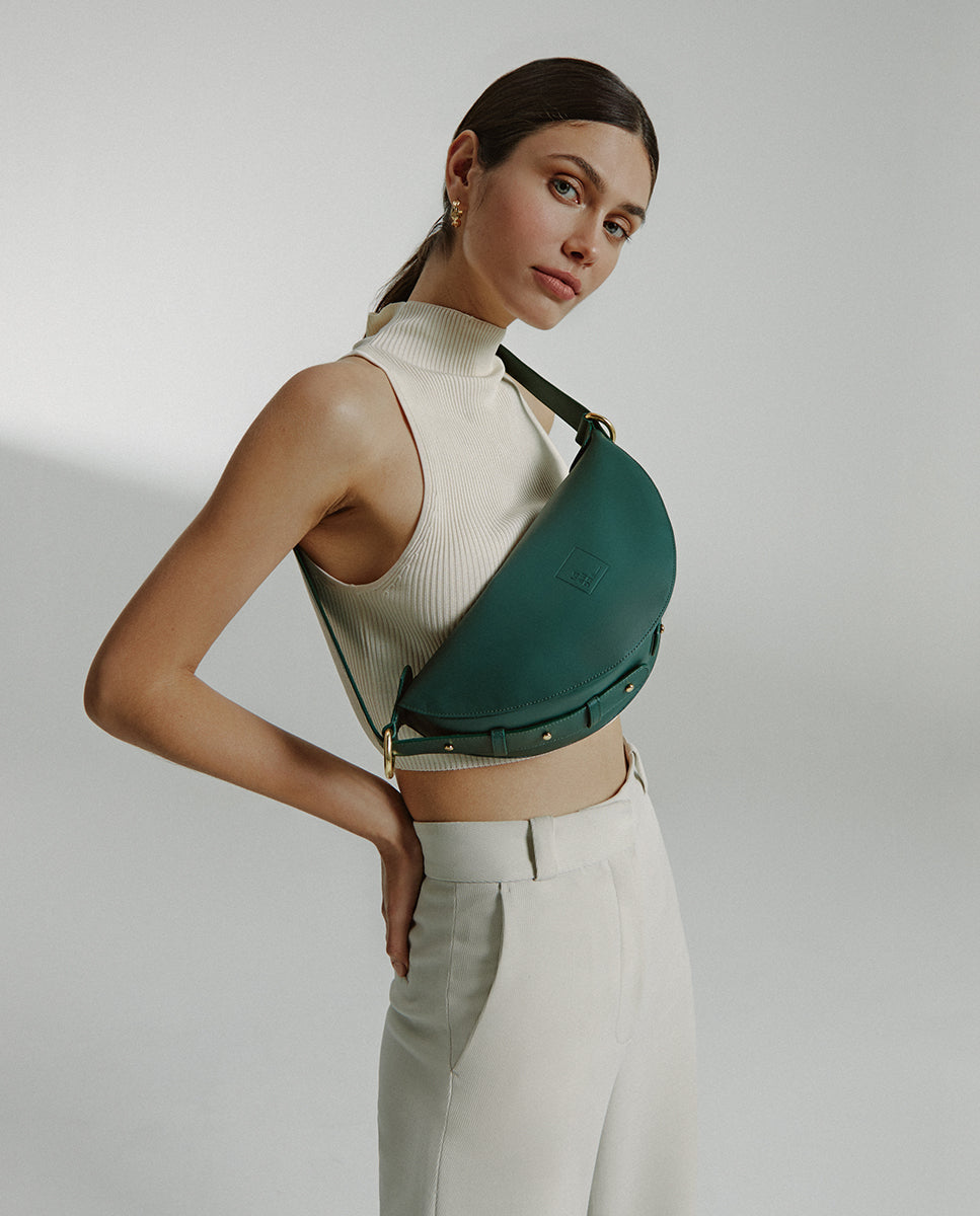 Dark Green Multi-position crossbody bag