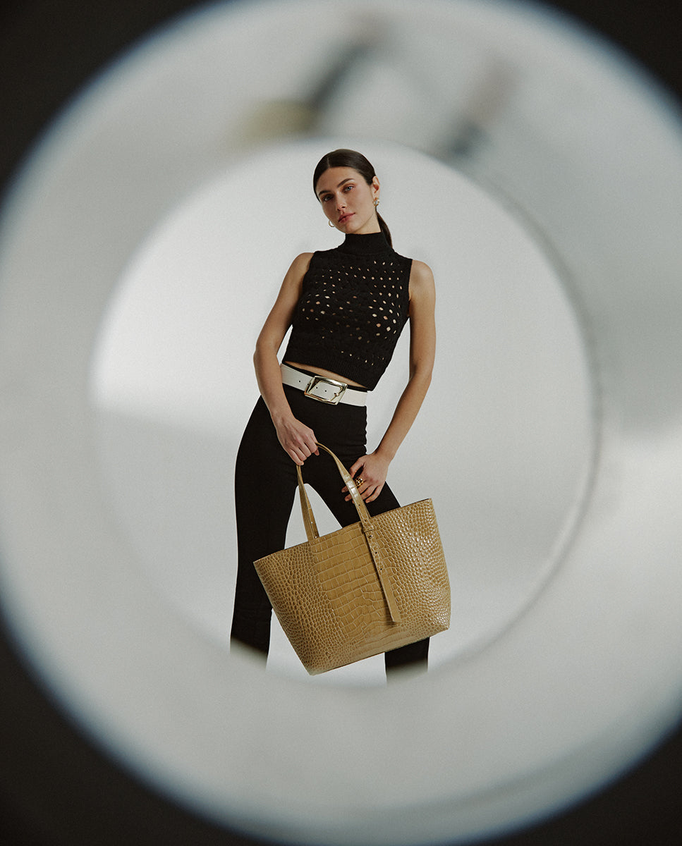 Leather Tote Beige bag