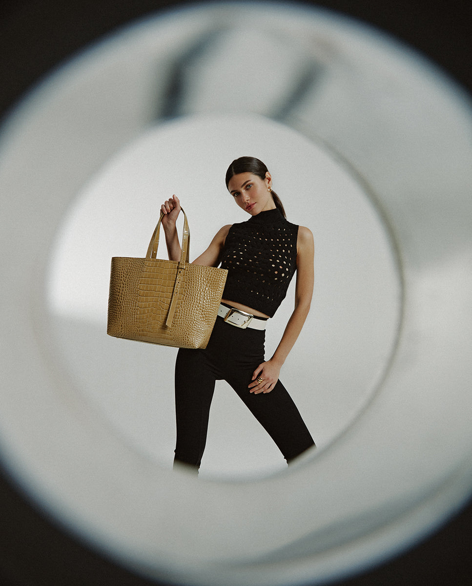 Leather Tote Beige bag