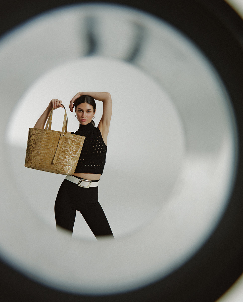 Leather Tote Beige bag