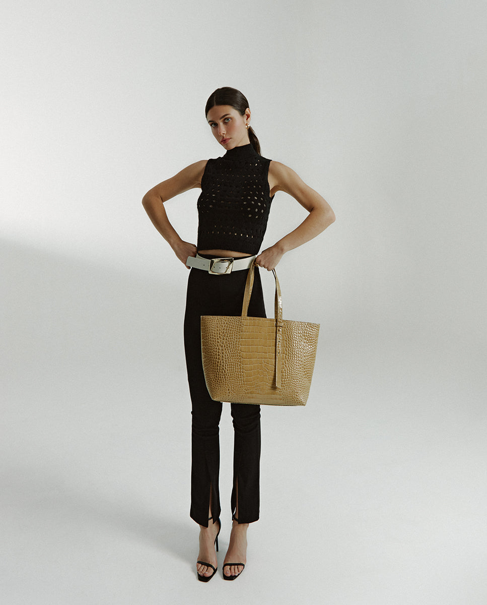 Leather Tote Beige bag