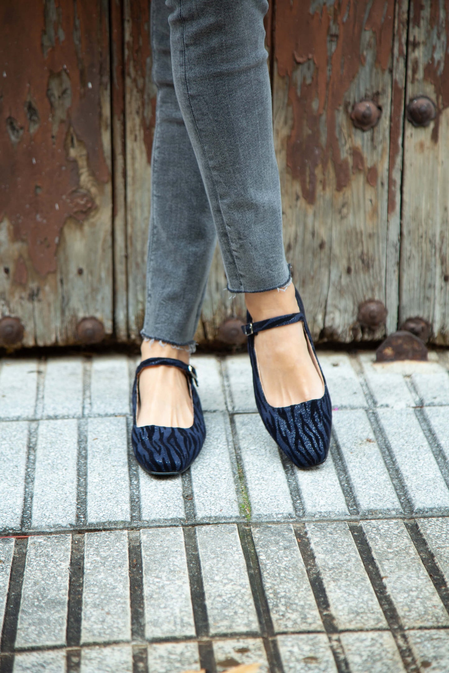 Zebra Navy Vegan Ballerinas