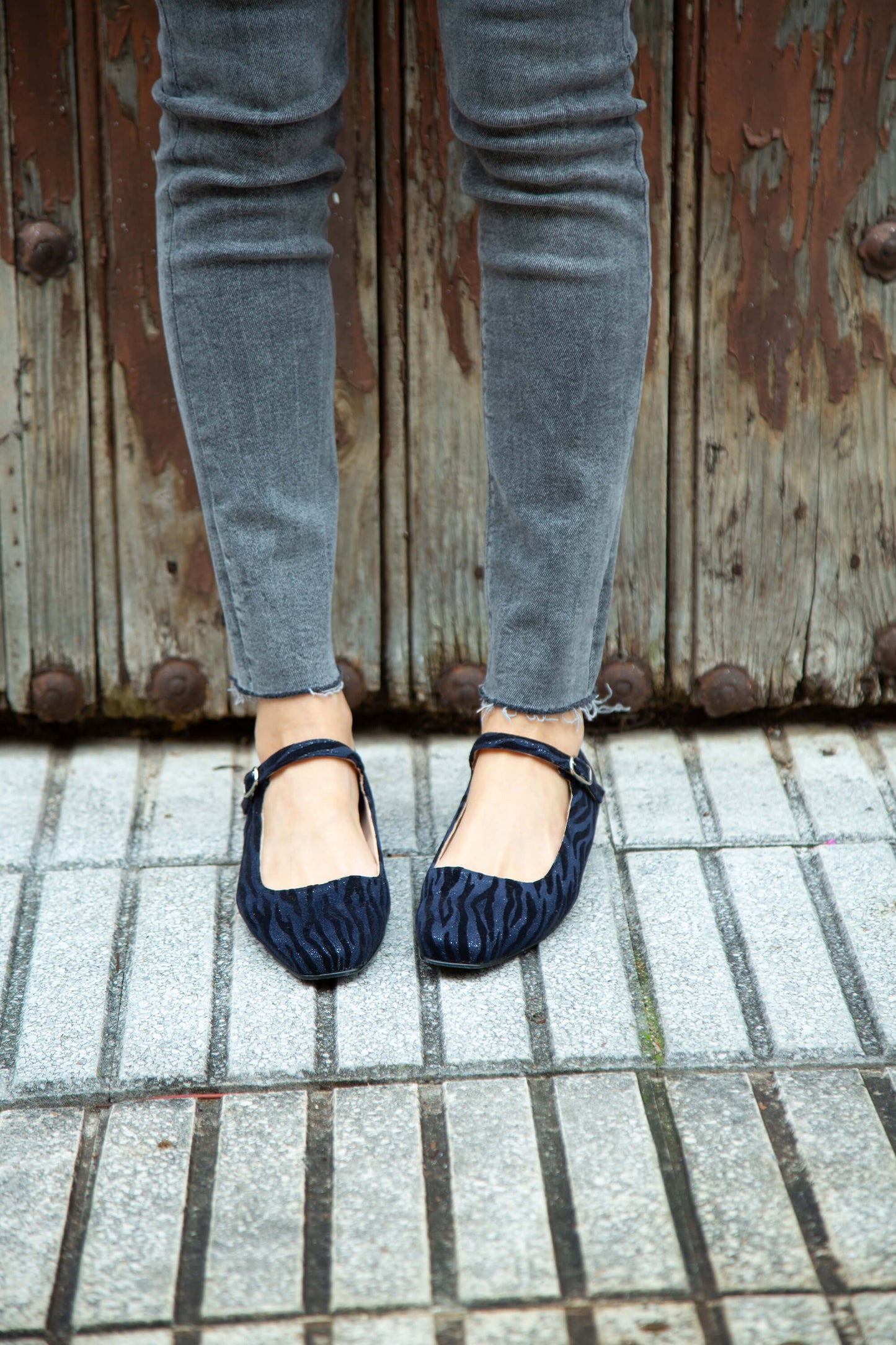 Zebra Navy Vegan Ballerinas