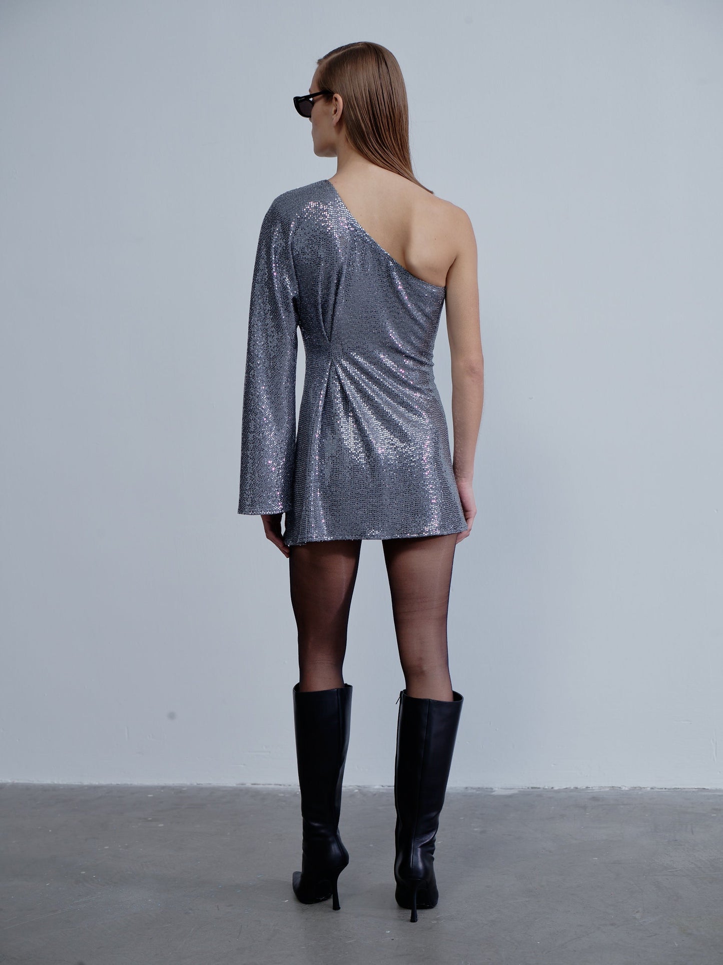 Emerald One-Shoulder Sequin Mini Dress