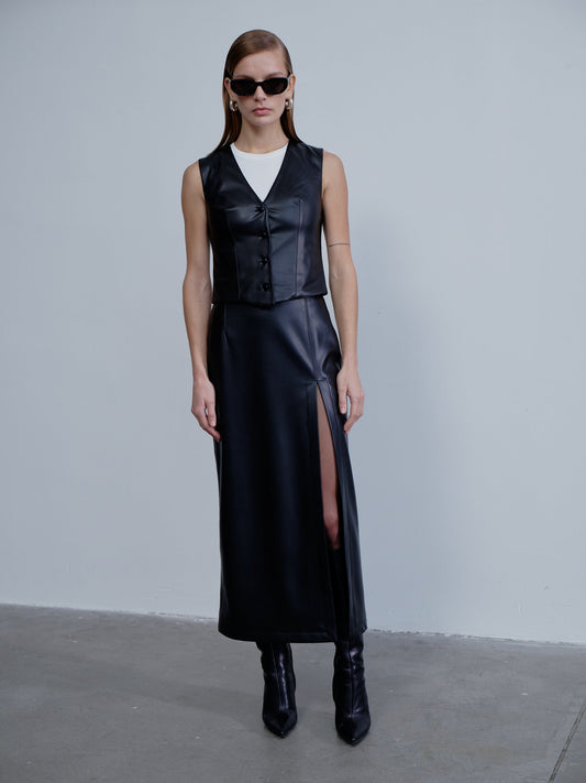 Lea Vegan Leather Maxi Skirt