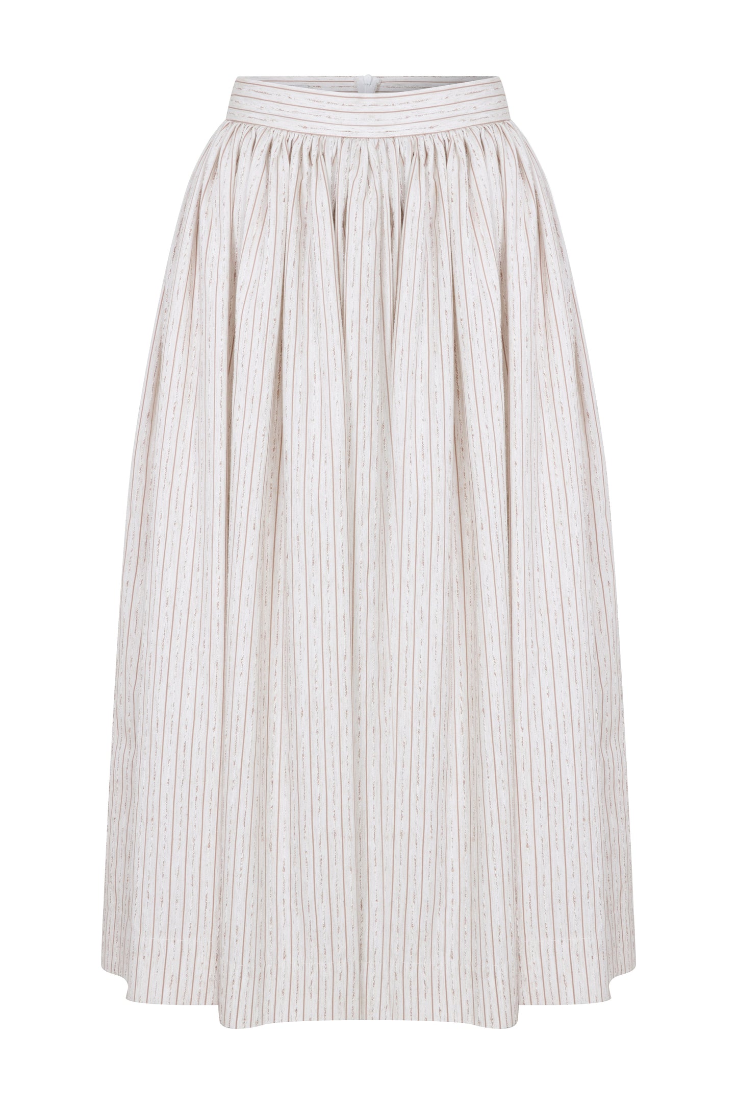 Lou Lou Striped Linen Midi Skirt in Walnut