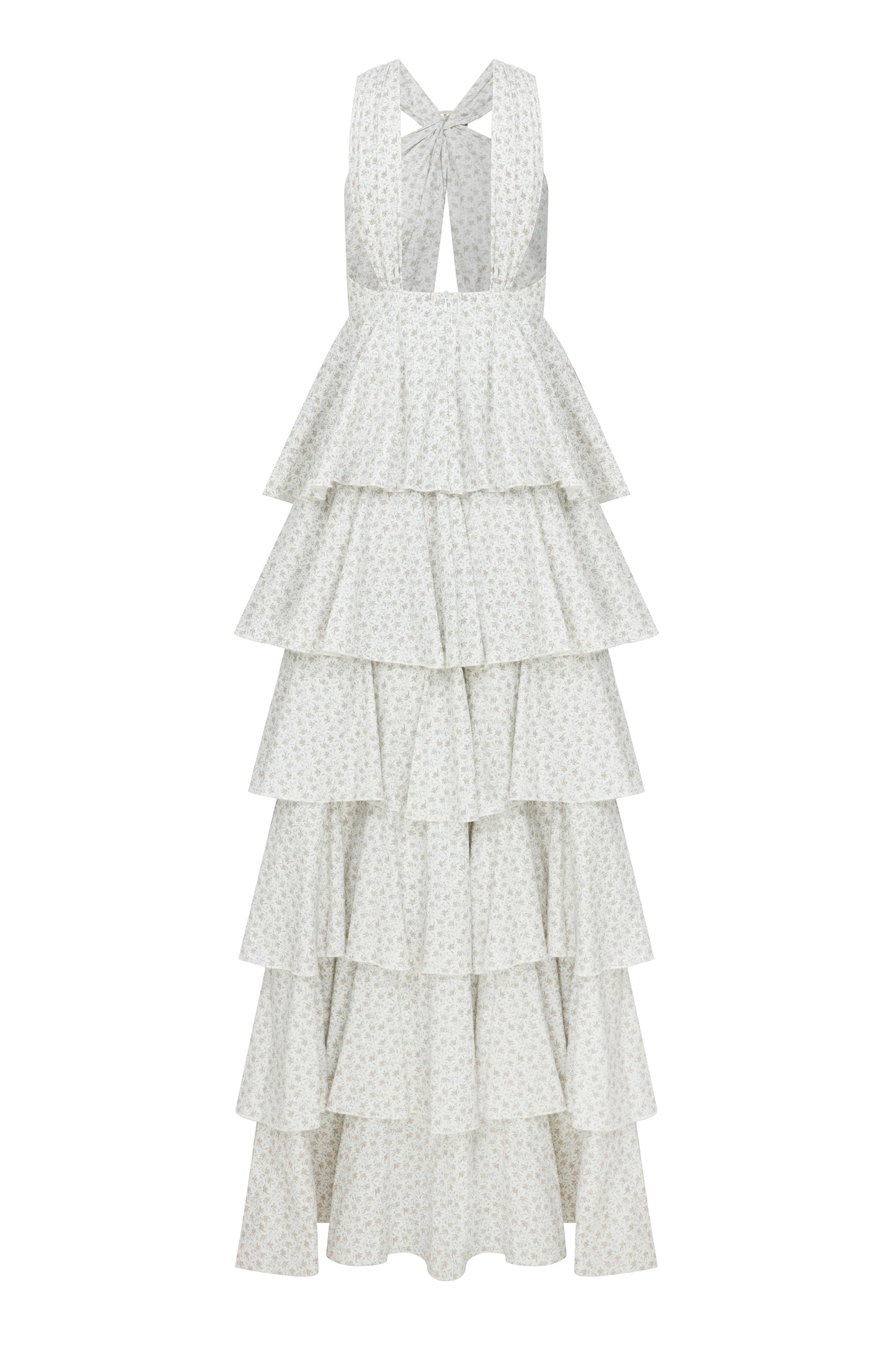 Laurel Printed Cotton Long Dress in Cannoli Cream