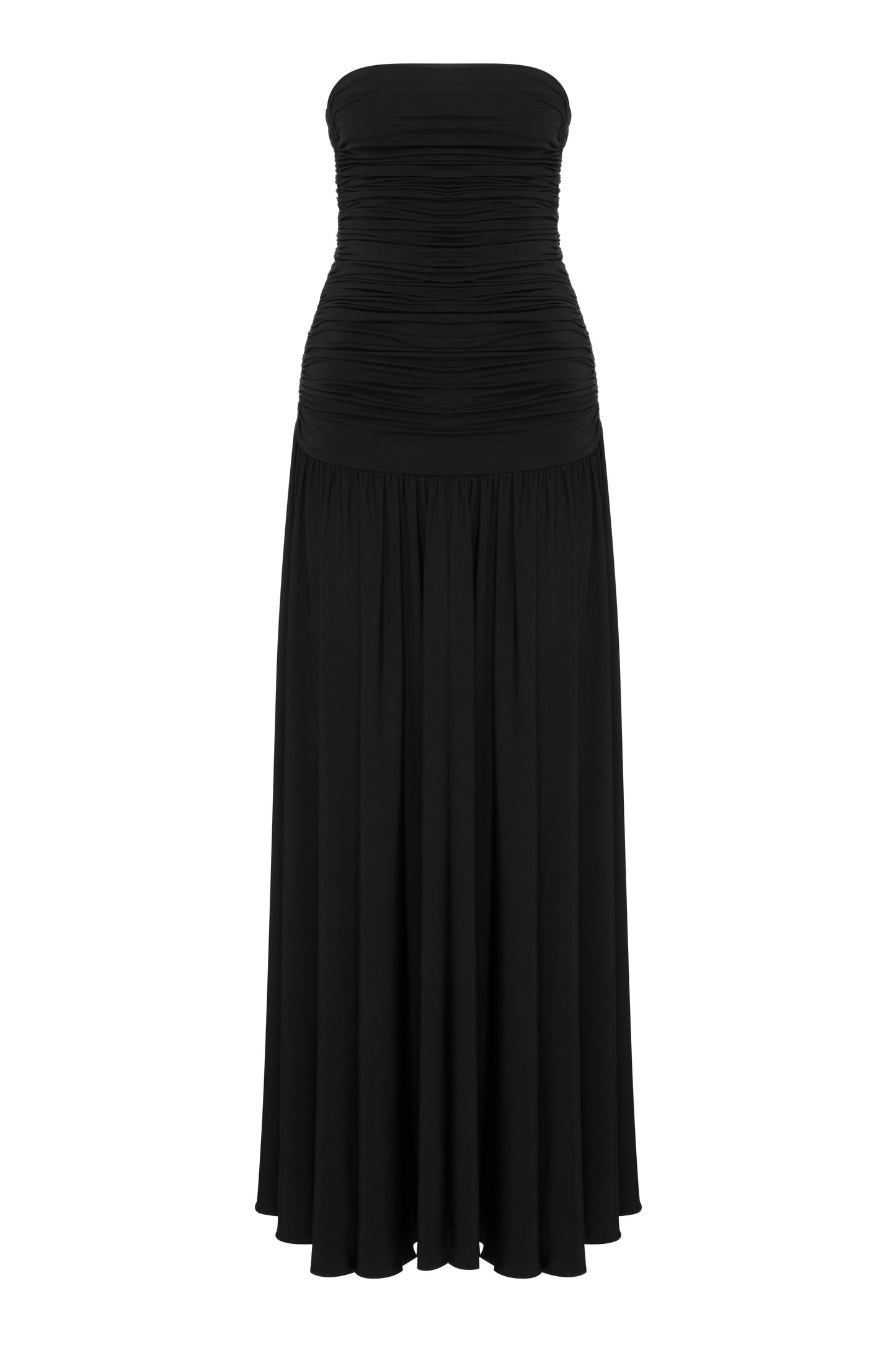 Amber Strapless Jersey Long Dress in Black