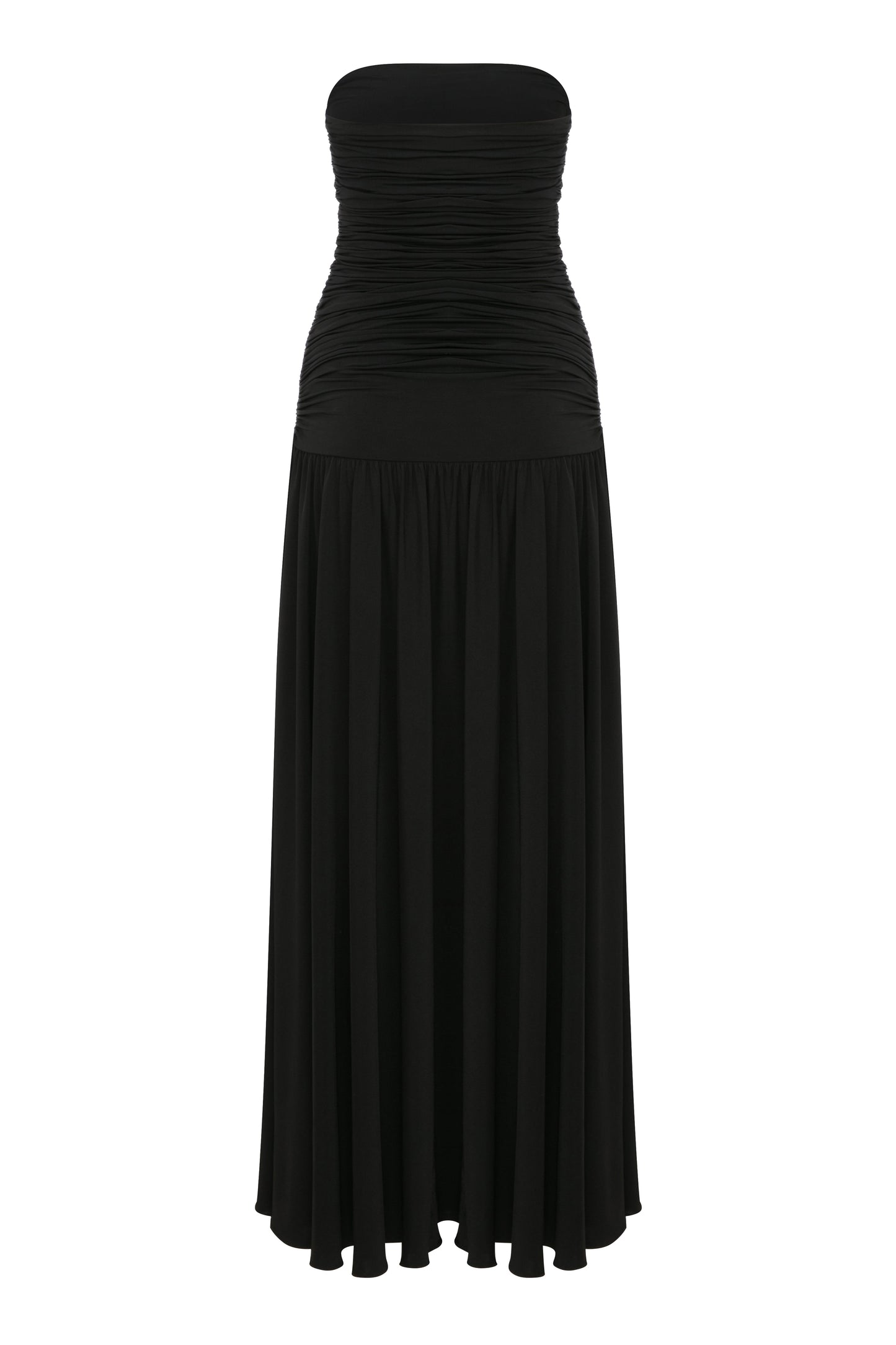 Amber Strapless Jersey Long Dress in Black