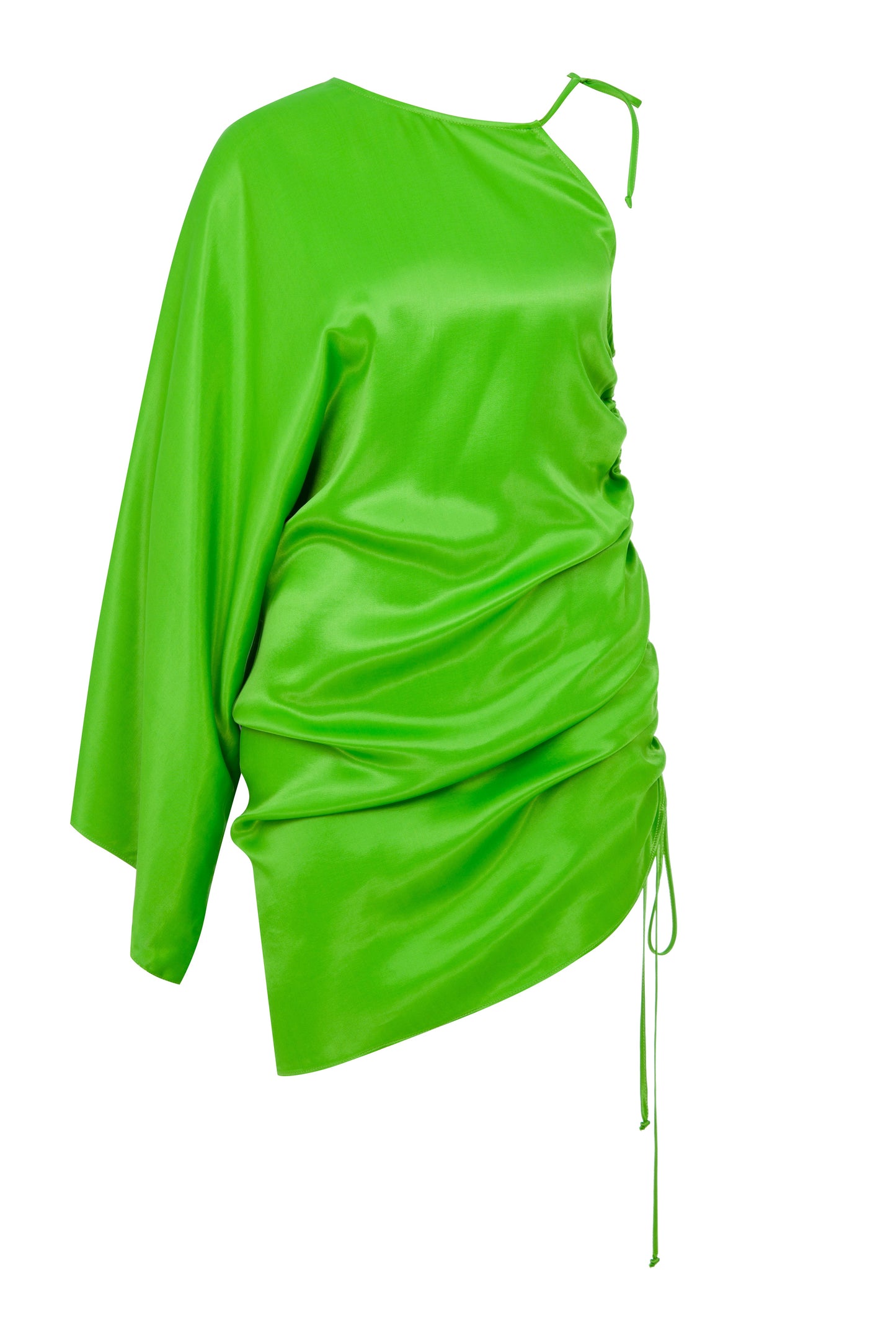 Rocha Asymmetric Mini Satin Dress in Jolly Green
