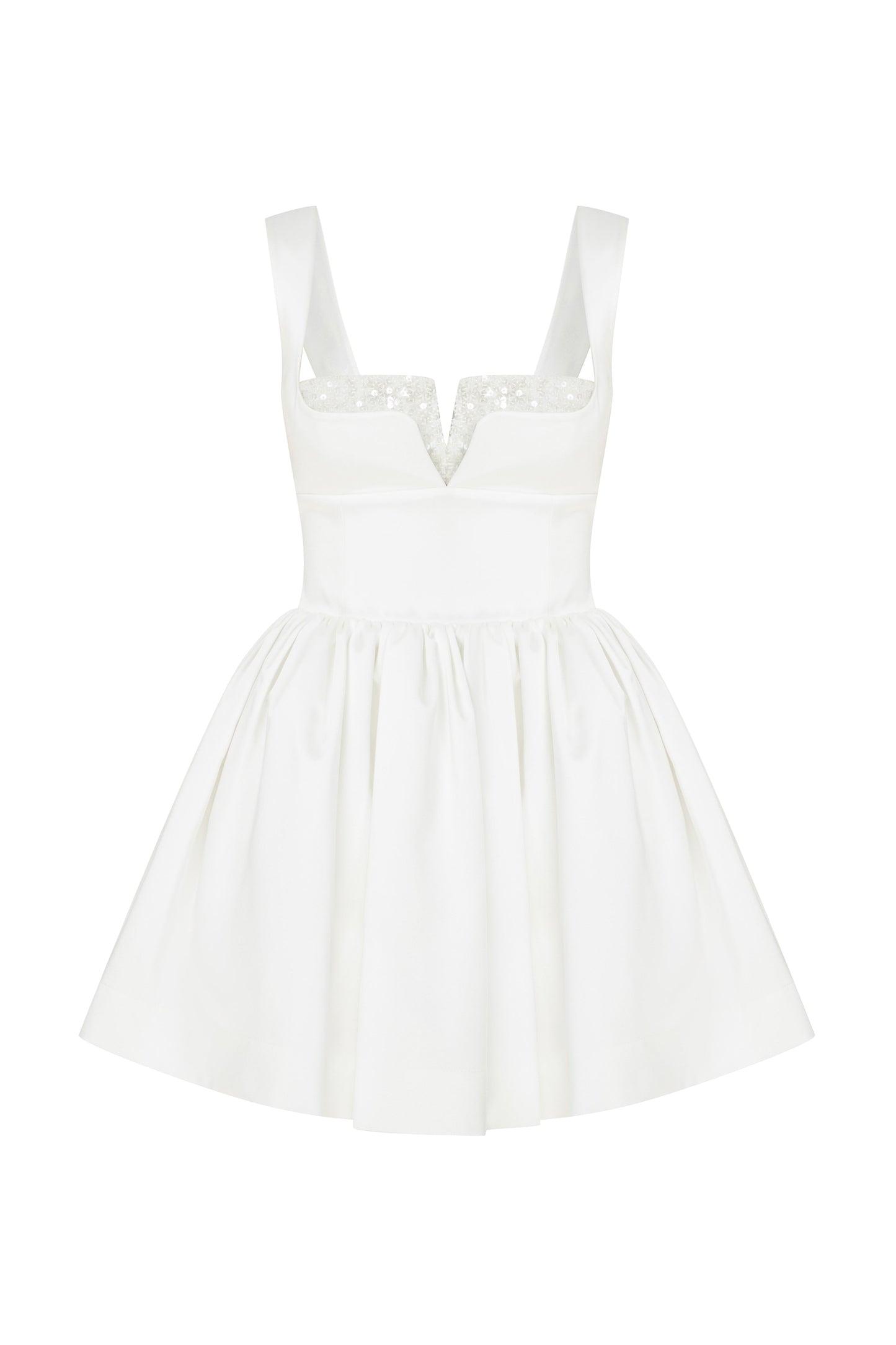 Leanne Satin Mini Dress in Lily White