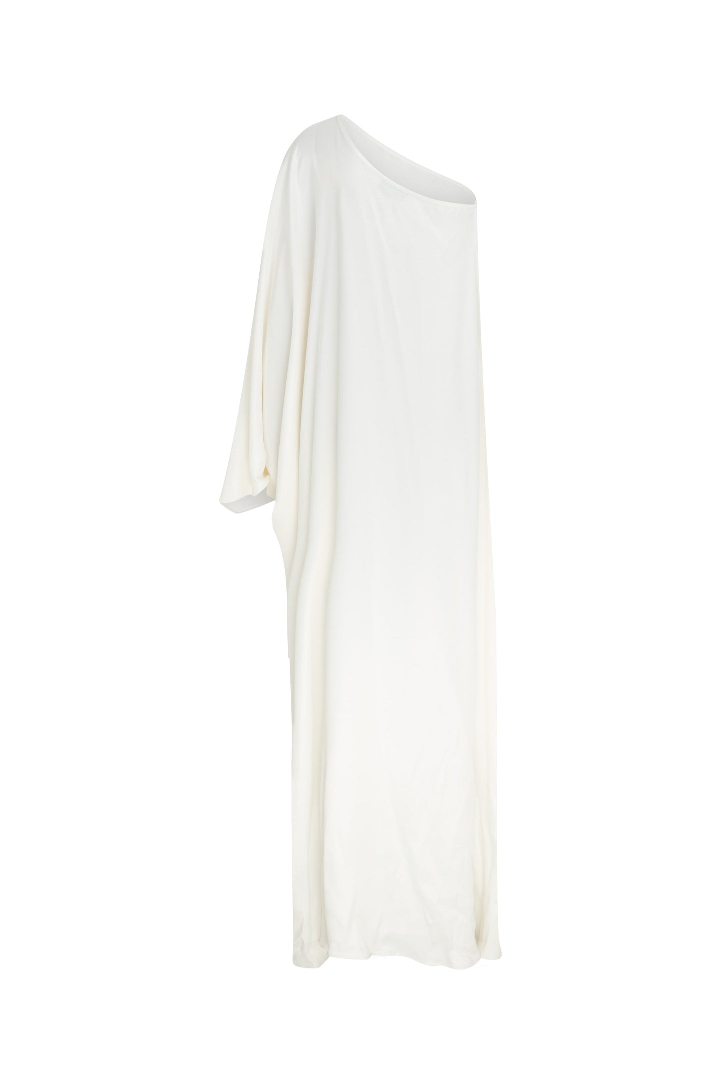 Venus One-Shoulder Satin Maxi Dress in White Swan