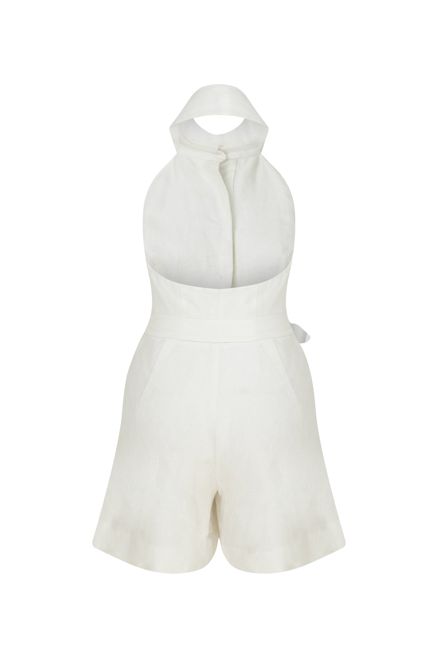Mindy Linen Playsuit in White Sand