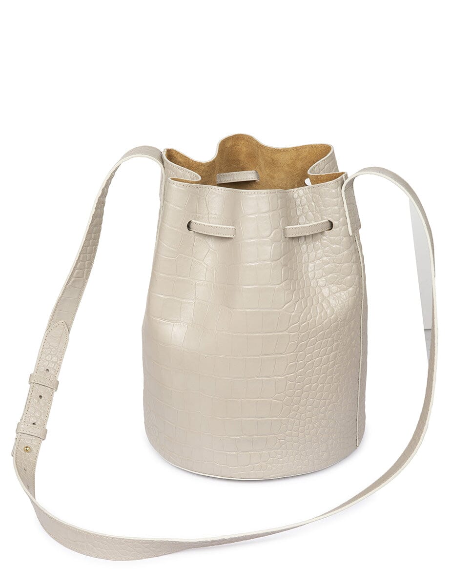 Bucket bag printed in Coco Leather - Light Pearl Crossbody Bags Leandra