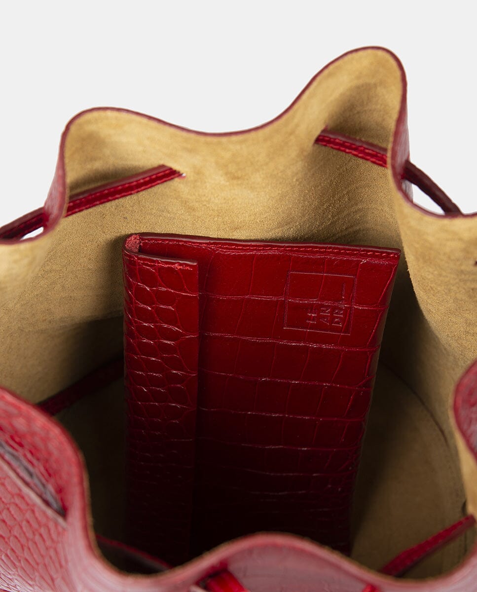 Bucket bag printed in Coco Leather - Red Crossbody Bags Leandra