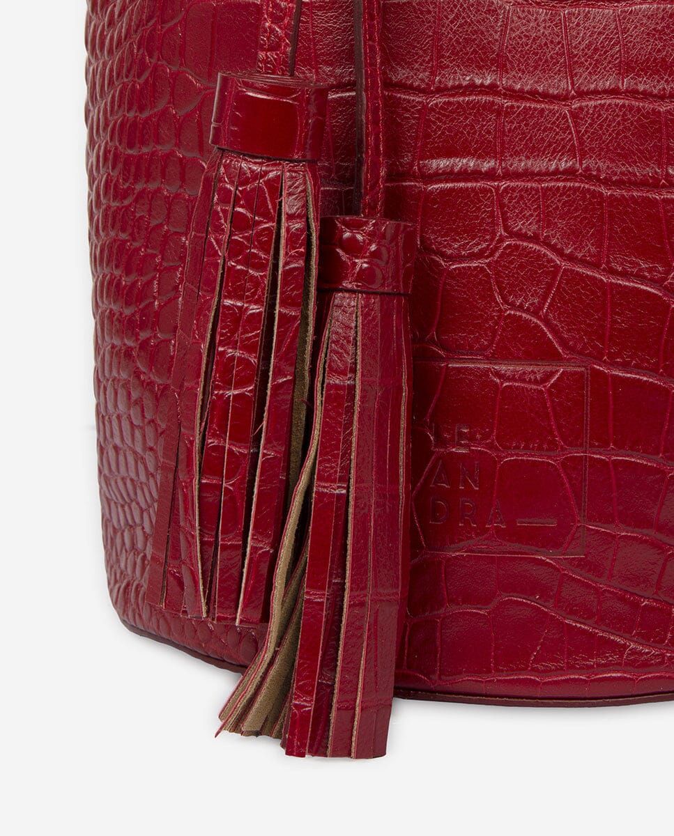 Bucket bag printed in Coco Leather - Red Crossbody Bags Leandra