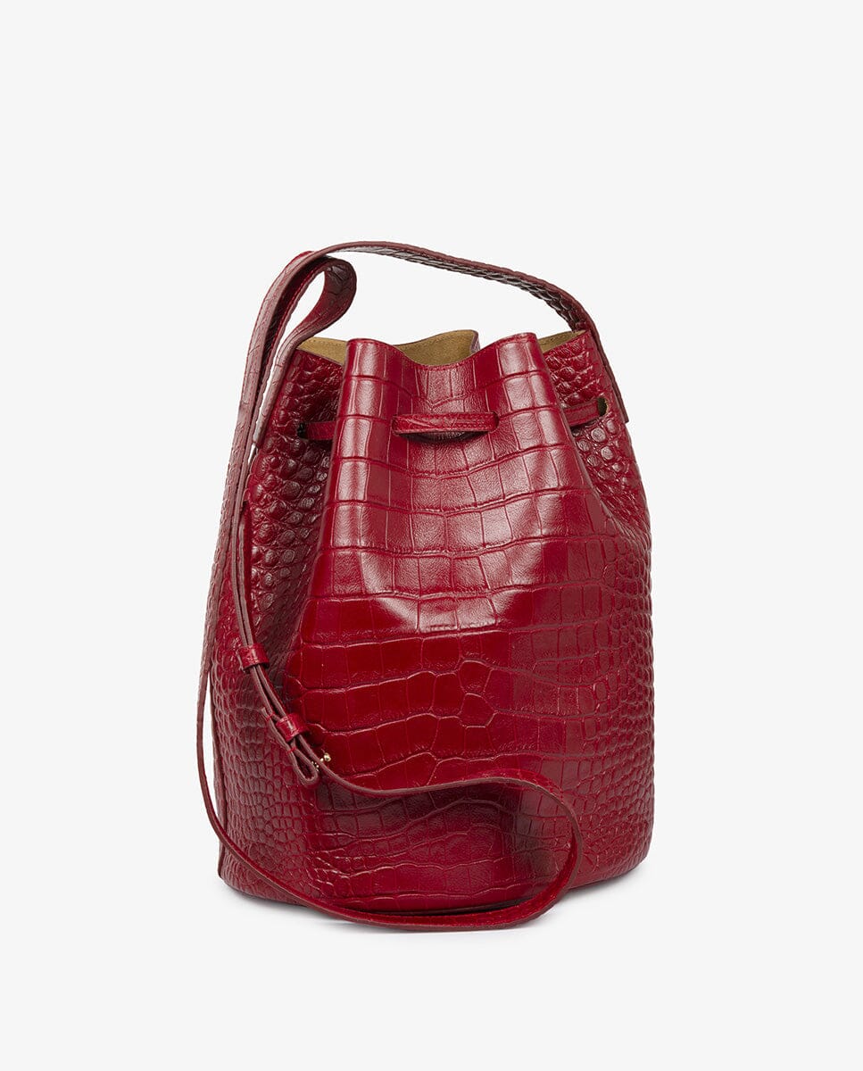 Bucket bag printed in Coco Leather - Red Crossbody Bags Leandra