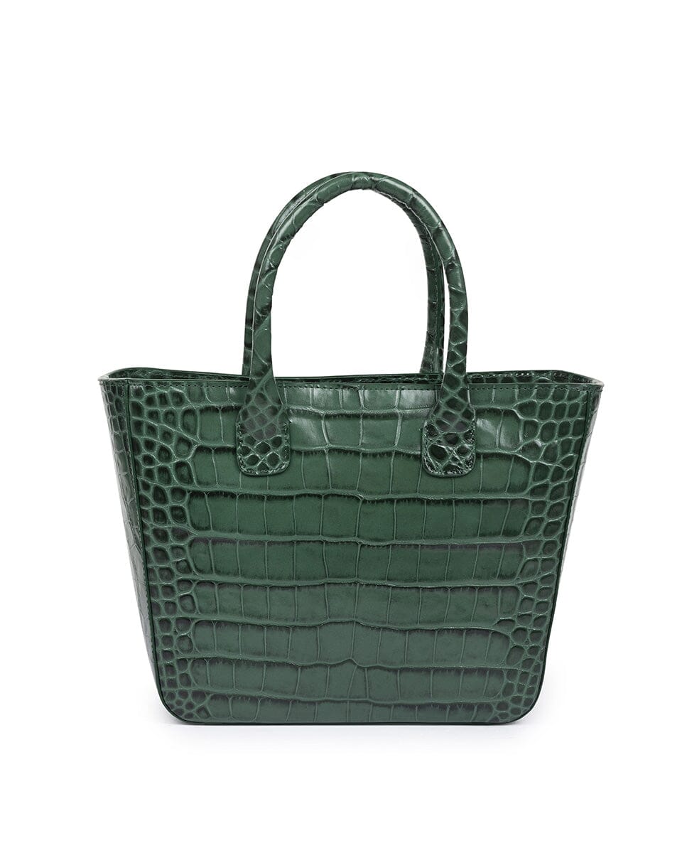 Crossbody leather bag in crocodile print - Forest Green Handbags Leandra