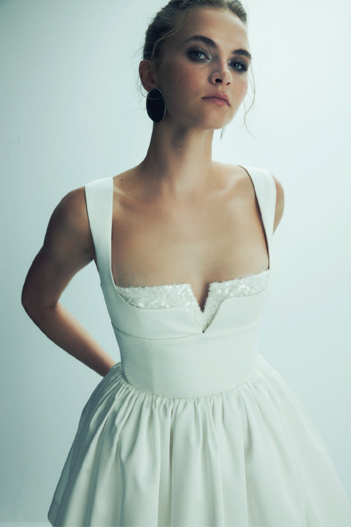 leanne satin mini dress Leanne Satin Mini Dress in Lily White LabelRow