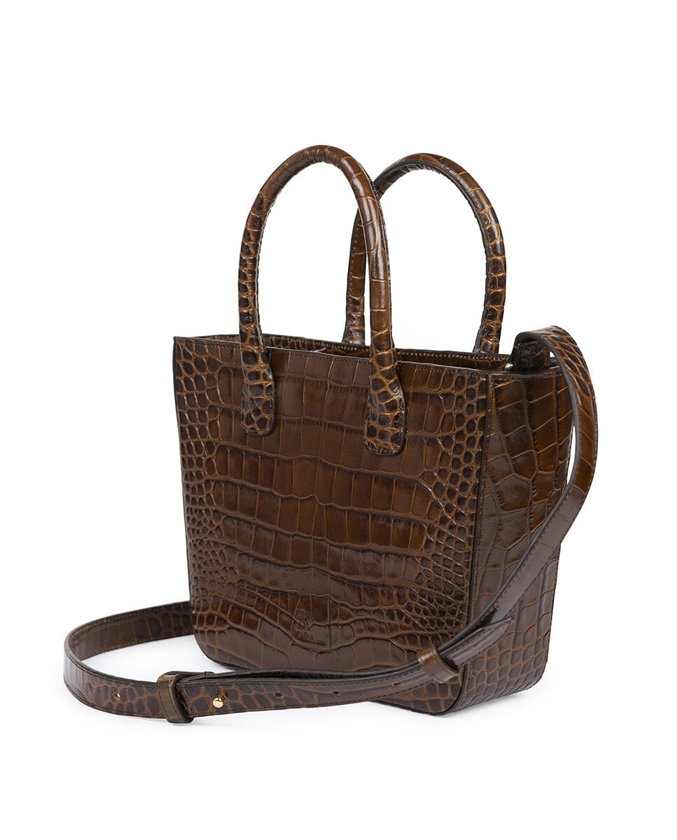 Leather bag in crocodile print - Brown Handbags Leandra