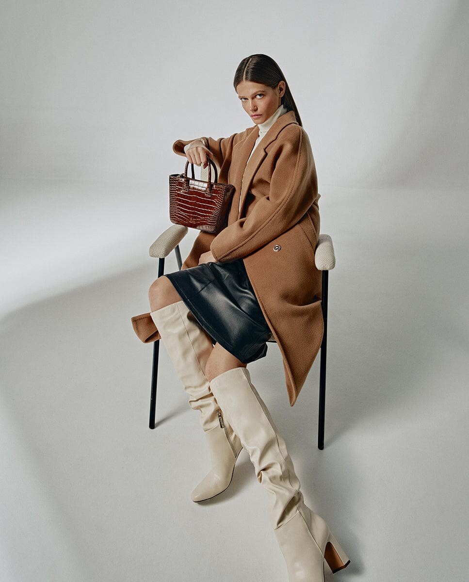 Leather bag in crocodile print - Brown Handbags Leandra