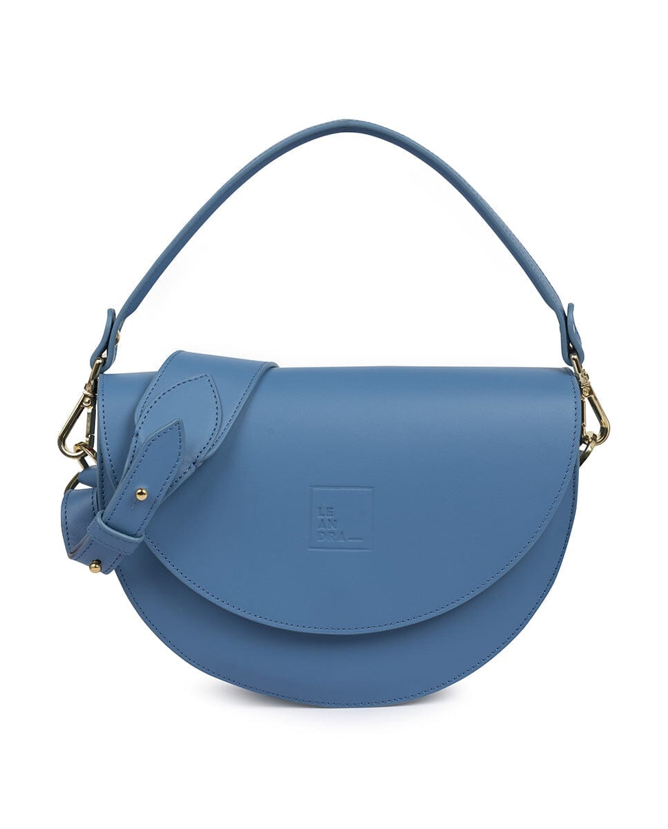 Leather Saddle bag - Baby blue Leather Leandra