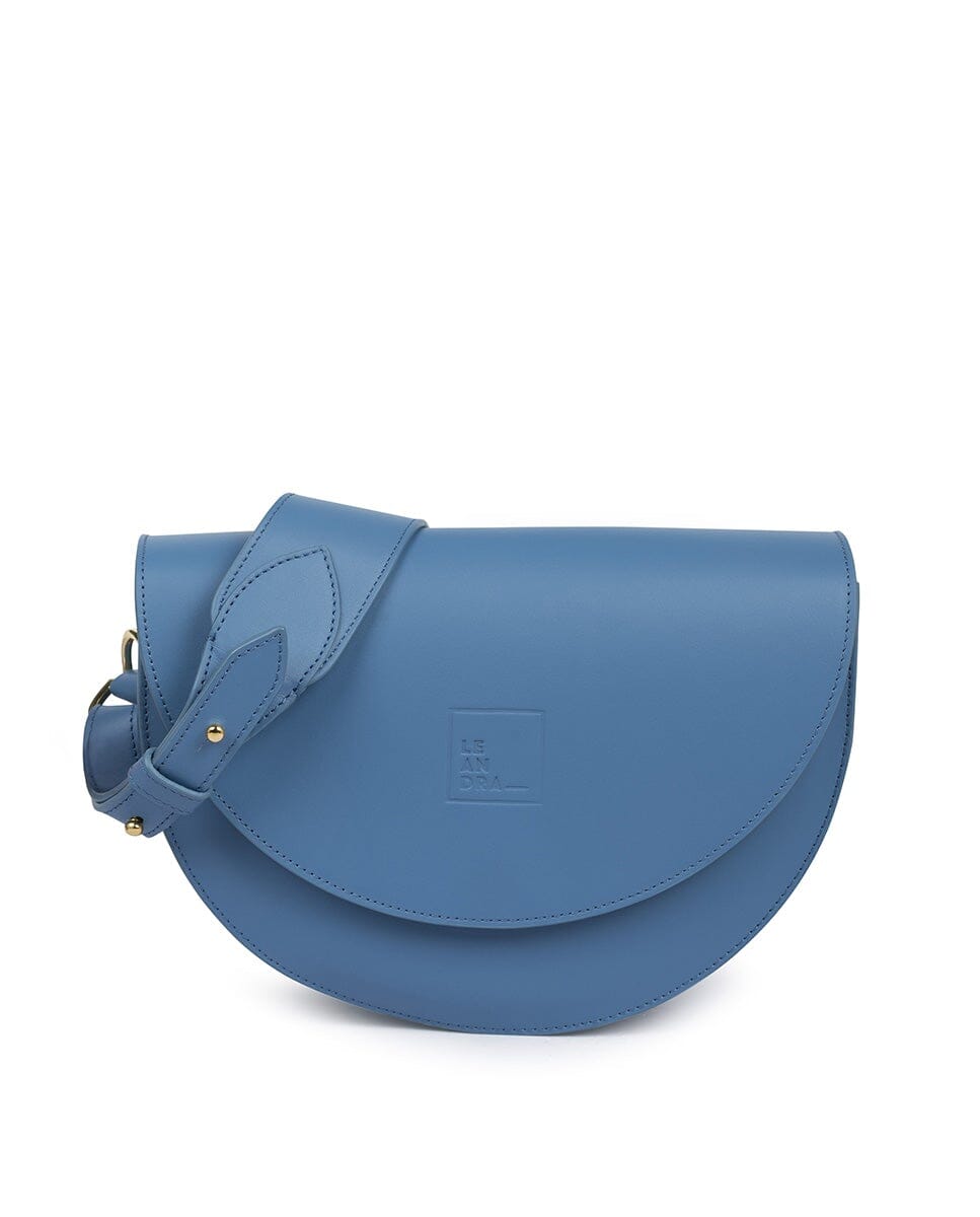 Leather Saddle bag - Baby blue Leather Leandra