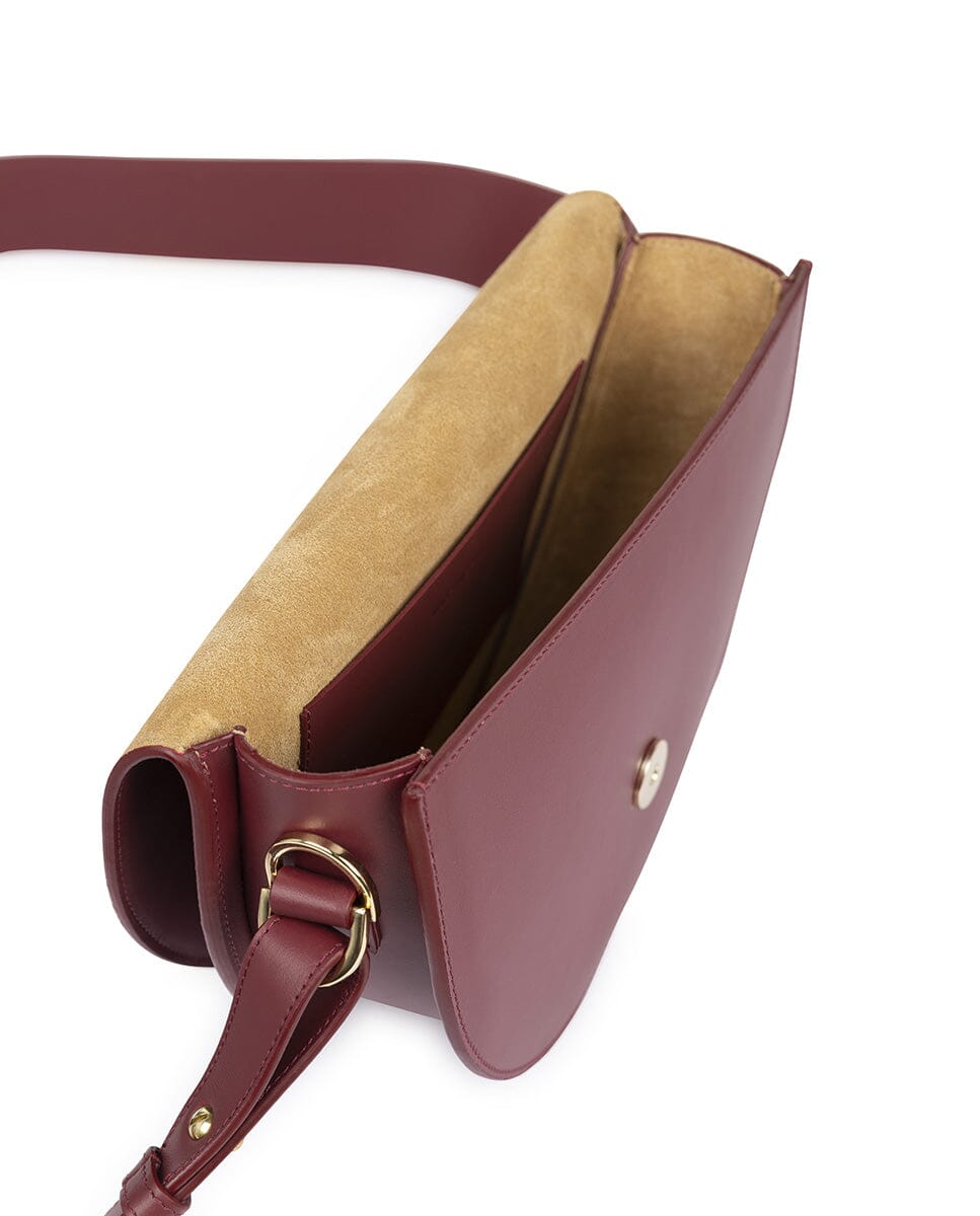 Leather Saddle bag - Burgundy Handbags Leandra