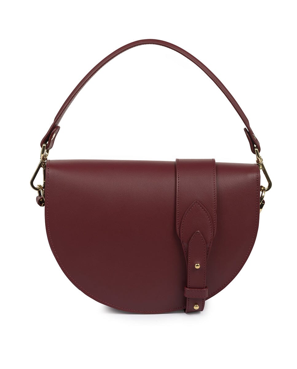Leather Saddle bag - Burgundy Handbags Leandra