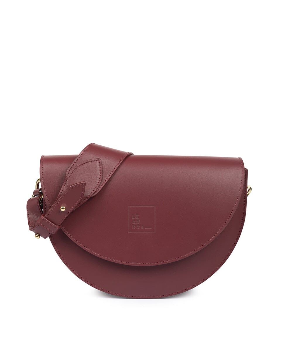 Leather Saddle bag - Burgundy Handbags Leandra