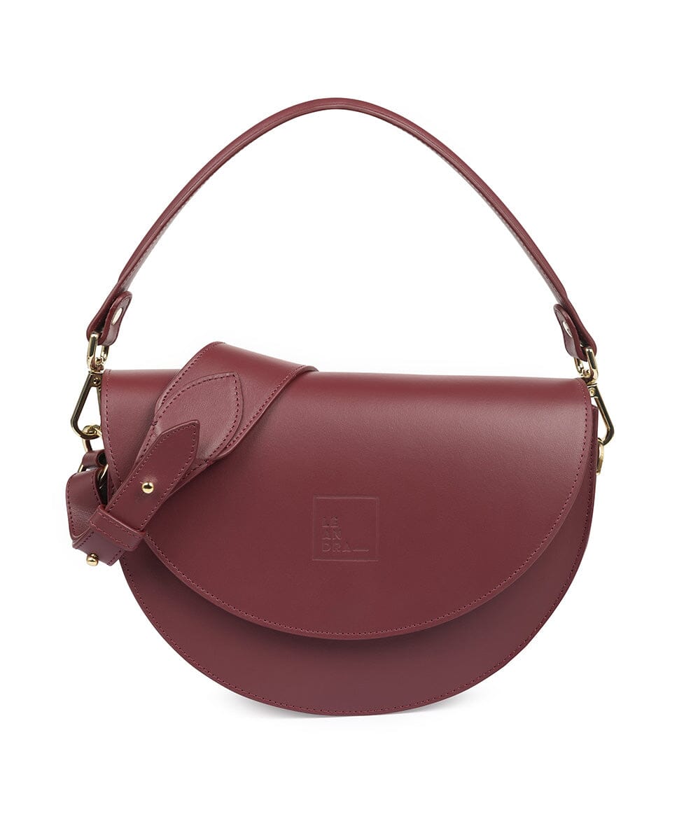 Leather Saddle bag - Burgundy Handbags Leandra
