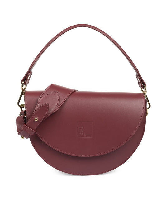 Leather Saddle bag - Burgundy Handbags Leandra