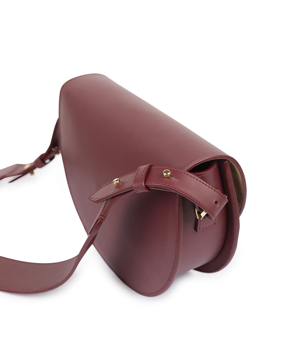 Leather Saddle bag - Burgundy Handbags Leandra