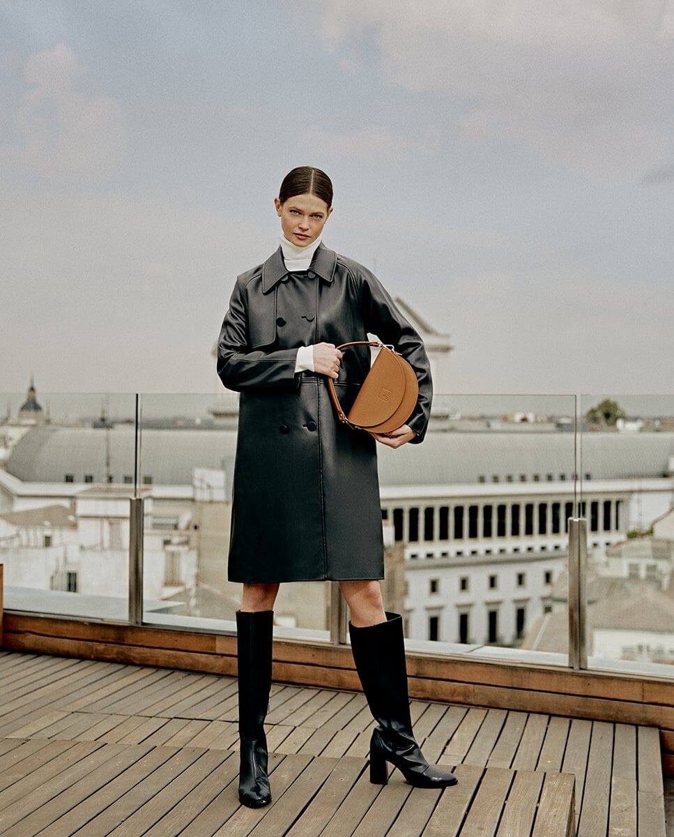 Leather Saddle bag - Caramel Leather Leandra