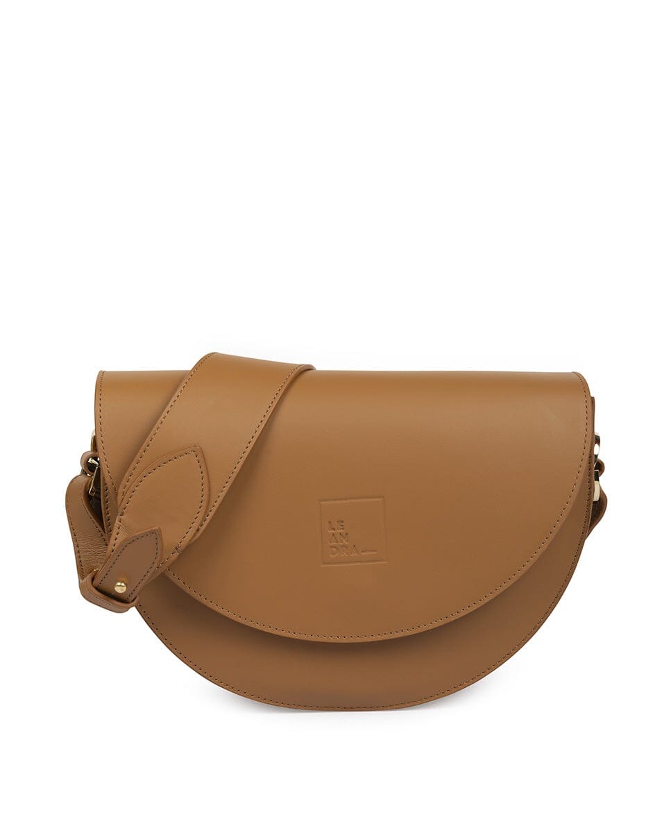 Leather Saddle bag - Caramel Leather Leandra