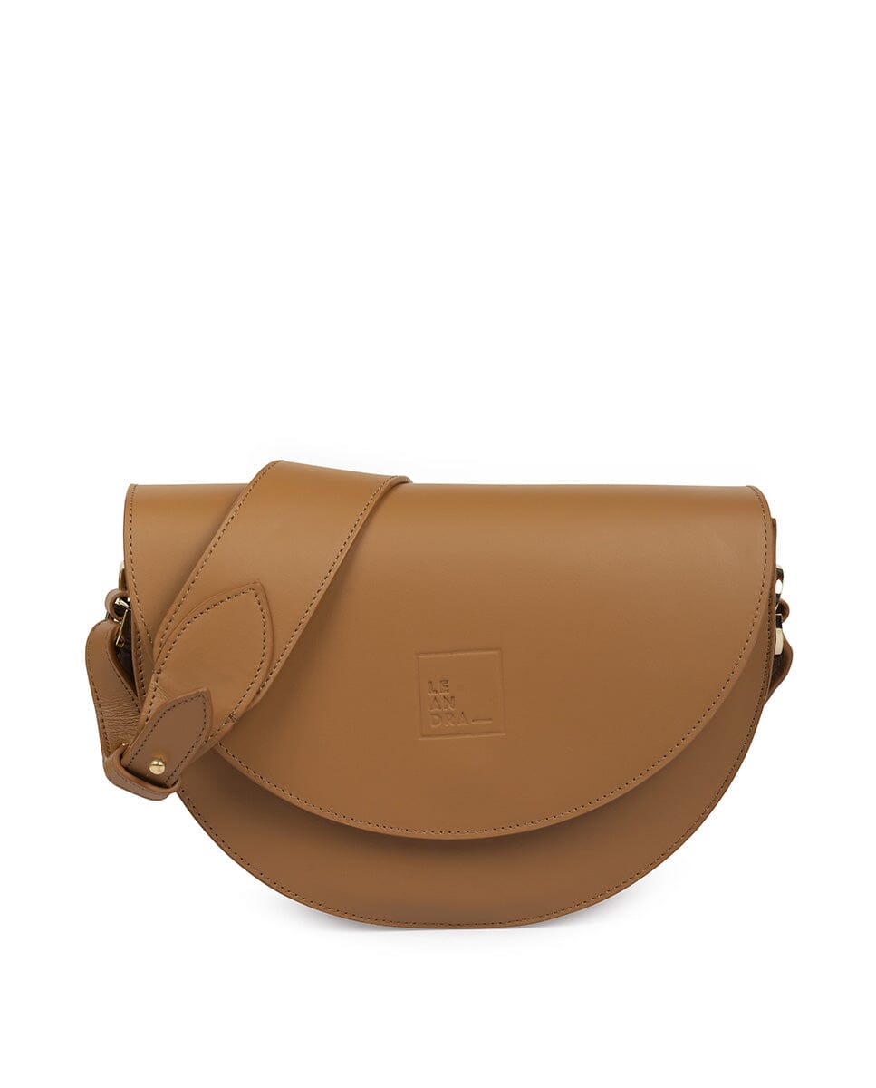 Leather Saddle bag - Caramel Leather Leandra