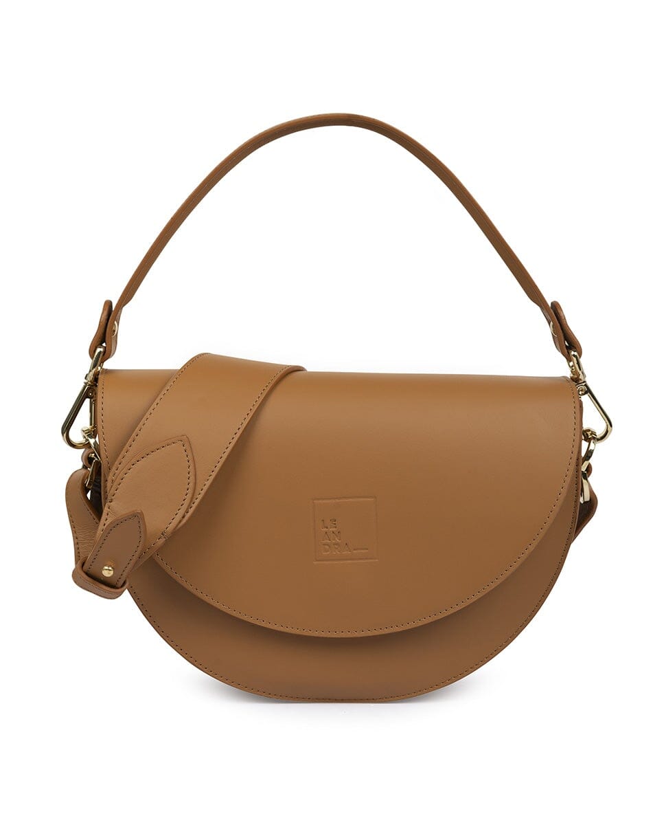 Leather Saddle bag - Caramel Leather Leandra