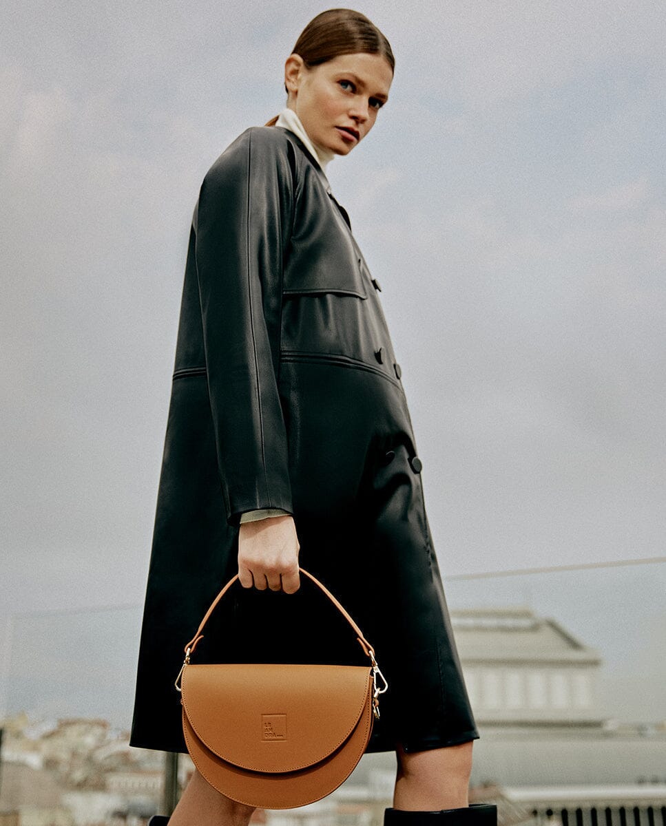 Leather Saddle bag - Caramel Leather Leandra