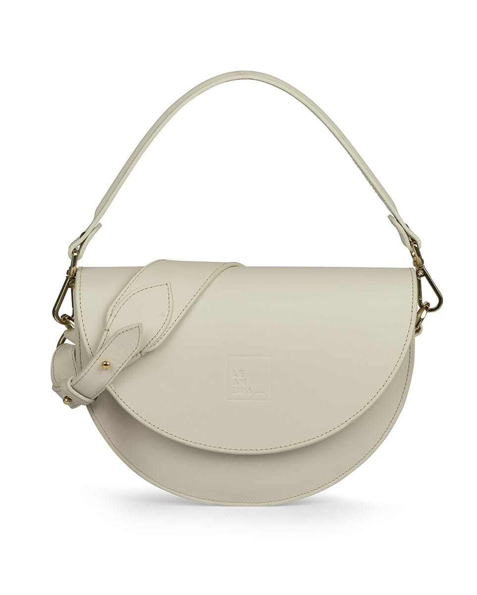 Leather Saddle bag - Cream Handbags Leandra