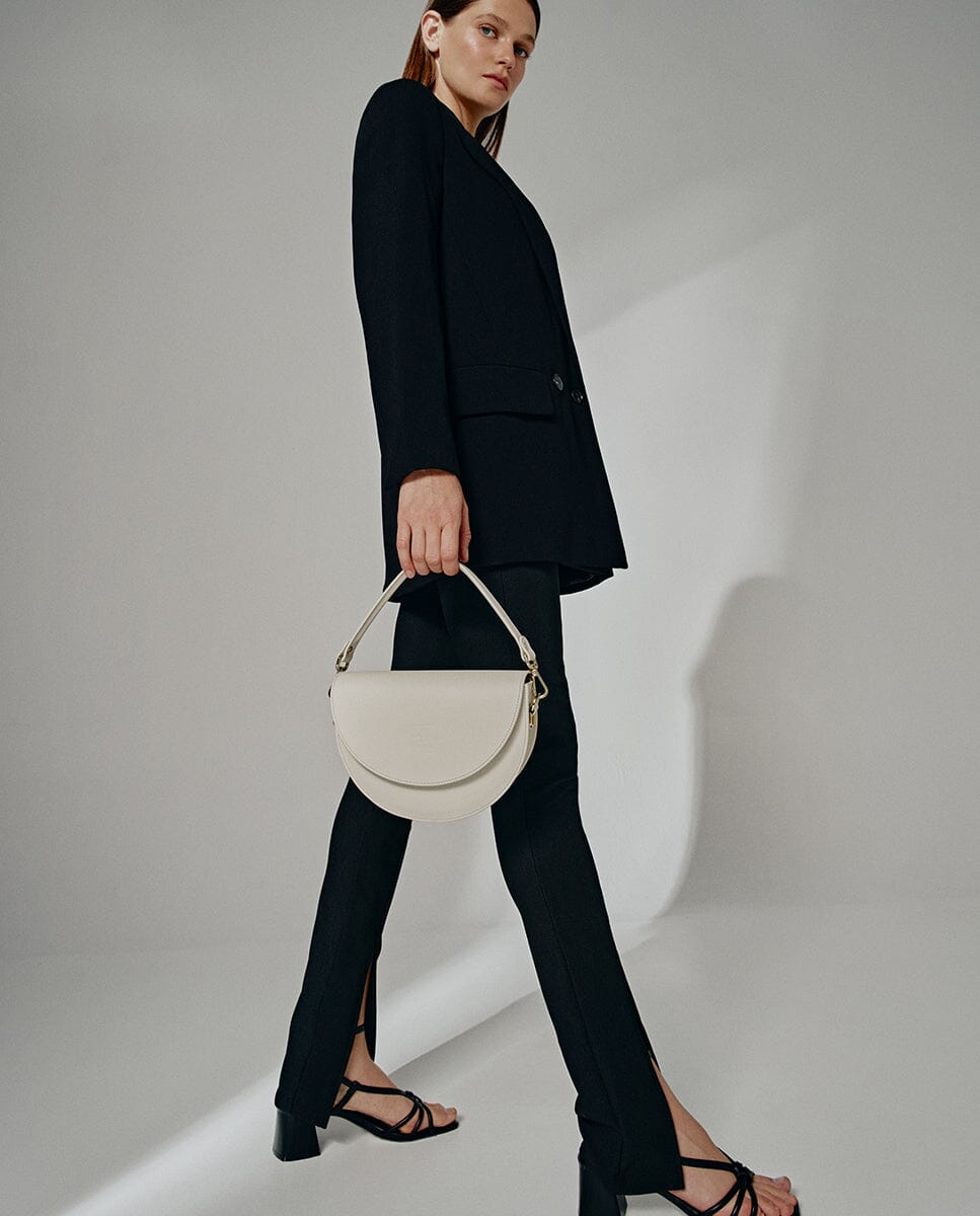 Leather Saddle bag - Cream Handbags Leandra
