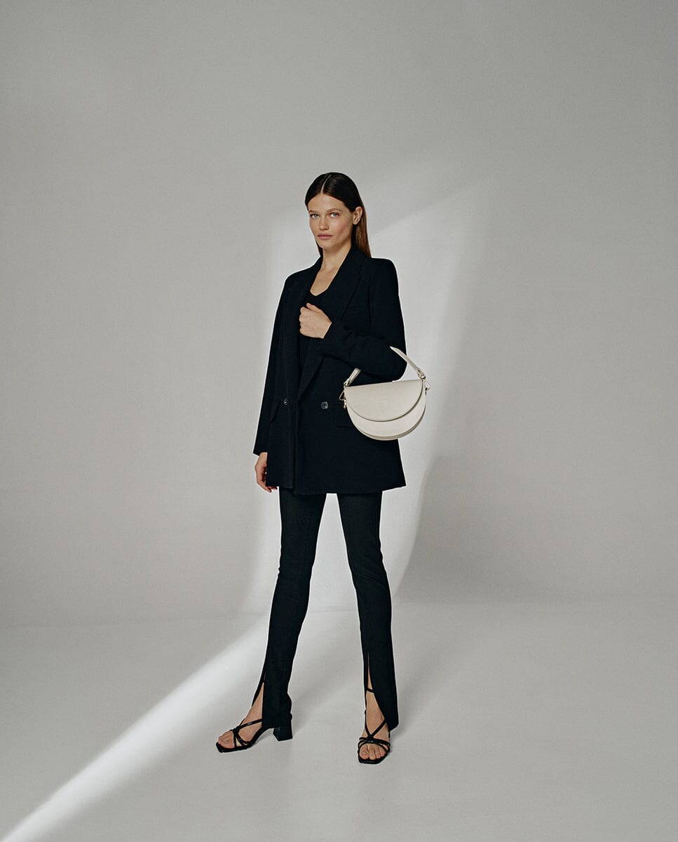 Leather Saddle bag - Cream Handbags Leandra