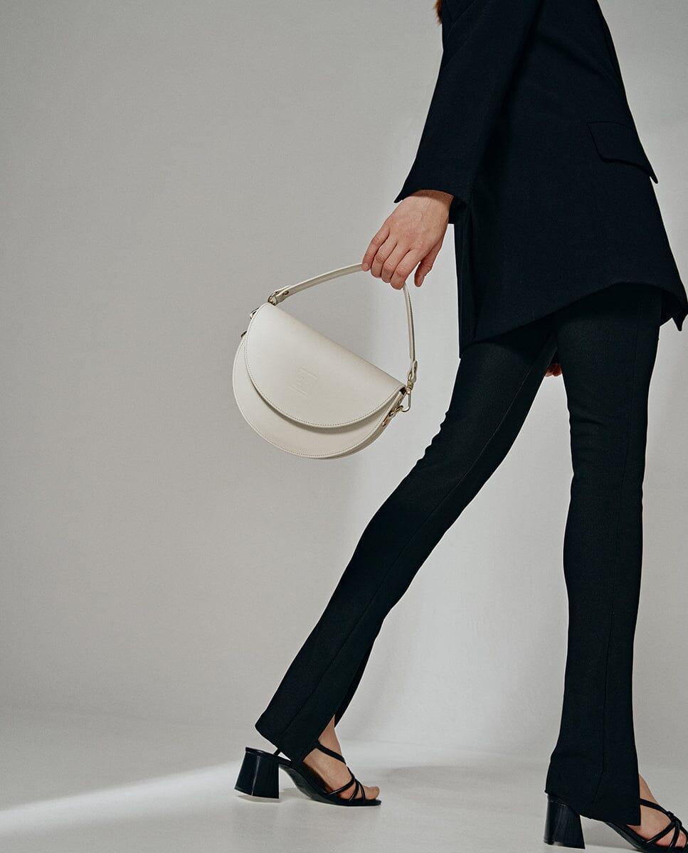Leather Saddle bag - Cream Handbags Leandra