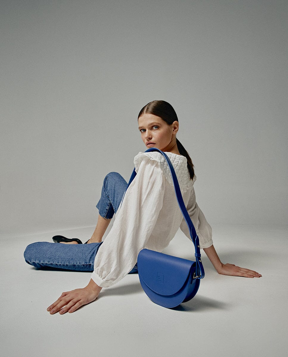 Leather Saddle bag - Electric Blue Handbags Leandra