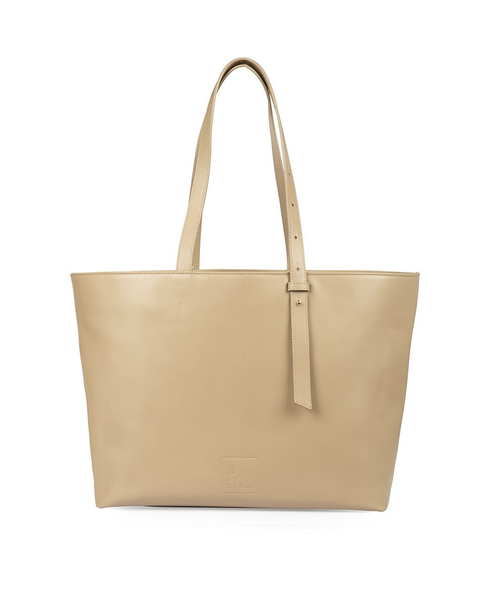 Leather Tote Handbag - Taupe Tote Bag Leandra