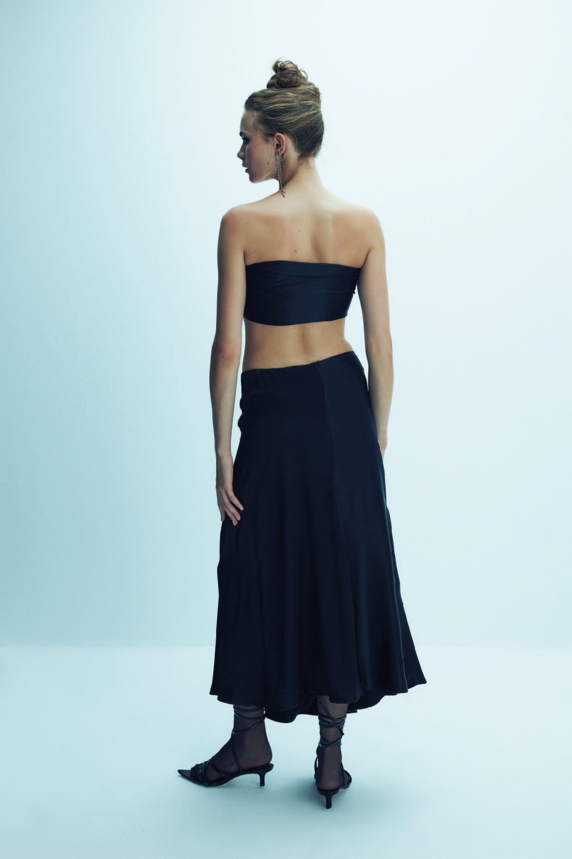 Lia Satin Maxi Skirt in Black