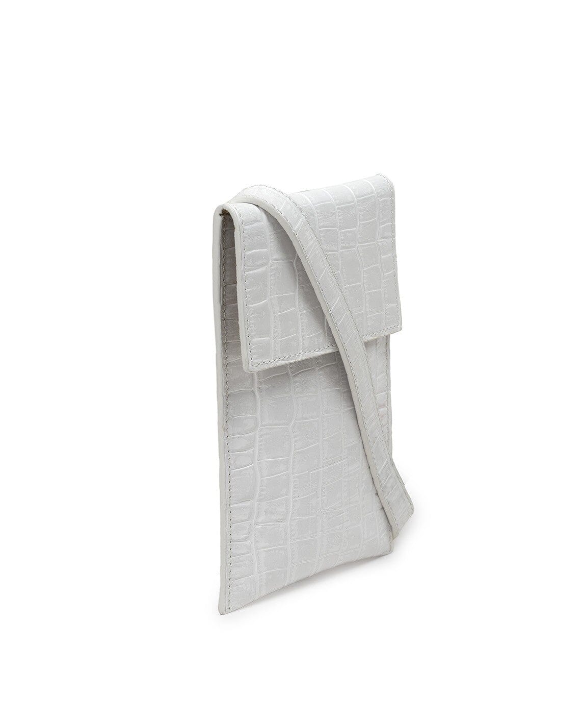 Mini Crocodile printed leather crossbody bag - White Mini Bags Leandra