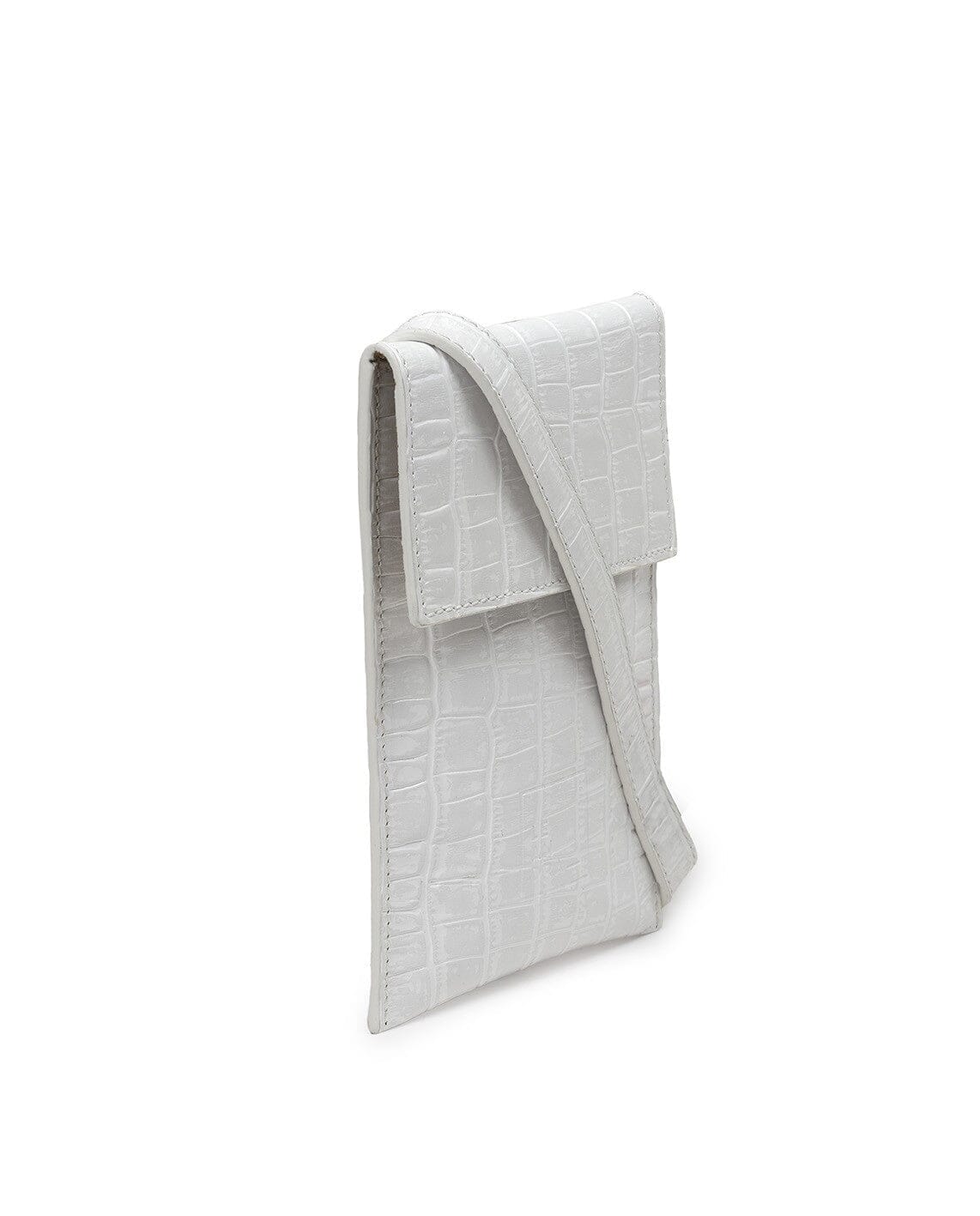 Mini Crocodile printed leather crossbody bag - White Mini Bags Leandra
