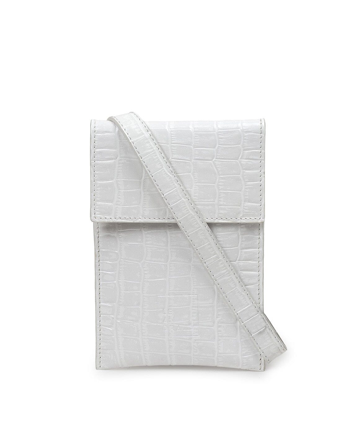 Mini Crocodile printed leather crossbody bag - White Mini Bags Leandra