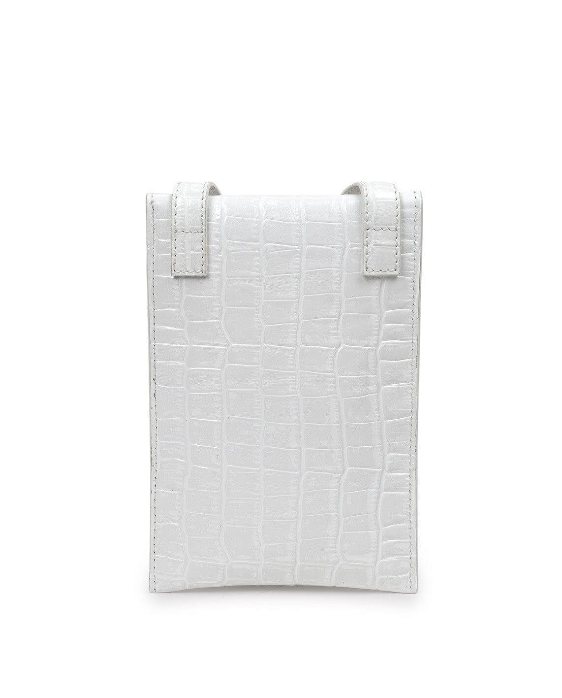 Mini Crocodile printed leather crossbody bag - White Mini Bags Leandra